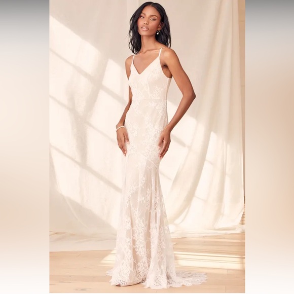 NWT Seal Our Fate White Lace Sleeveless Trumpet Hem Maxi Dress - Picture 3 of 6